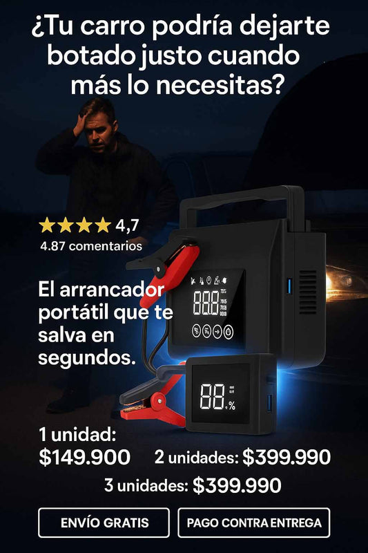 Arrancador portátil para Carro, 4000 A, con inflador de neumáticos de 150 PSI, 12 V, 15 000 mAh