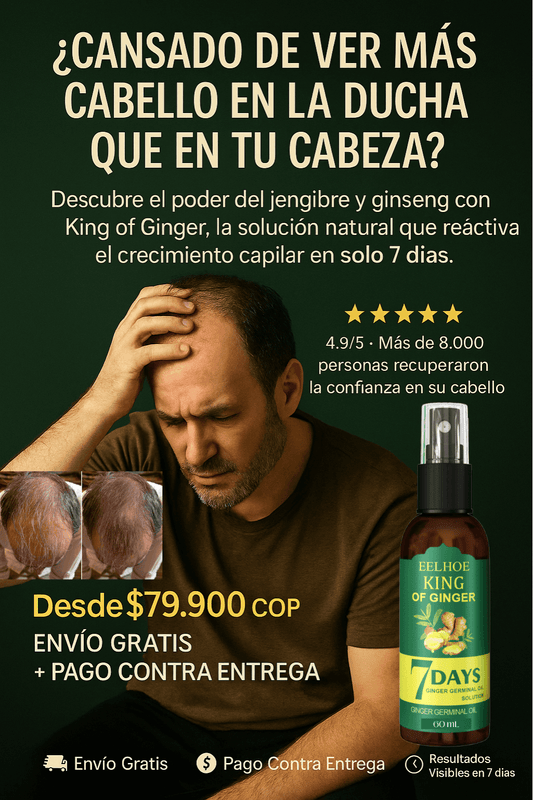 King of Ginger – Solución Natural Anticaída y Crecimiento Capilar en 7 Días